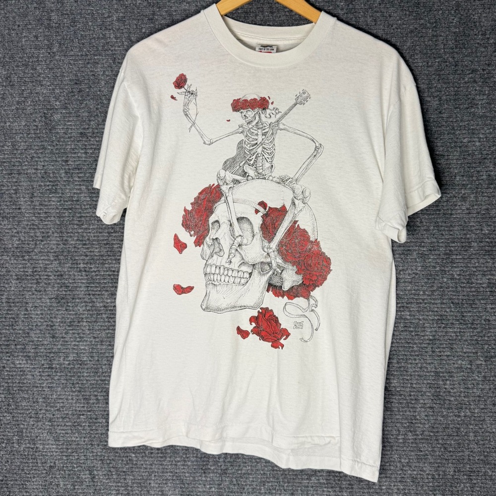 Grateful Dead T-Shirt L 1985 Vincent Perez Skeleton Roses Single Stitch Grail